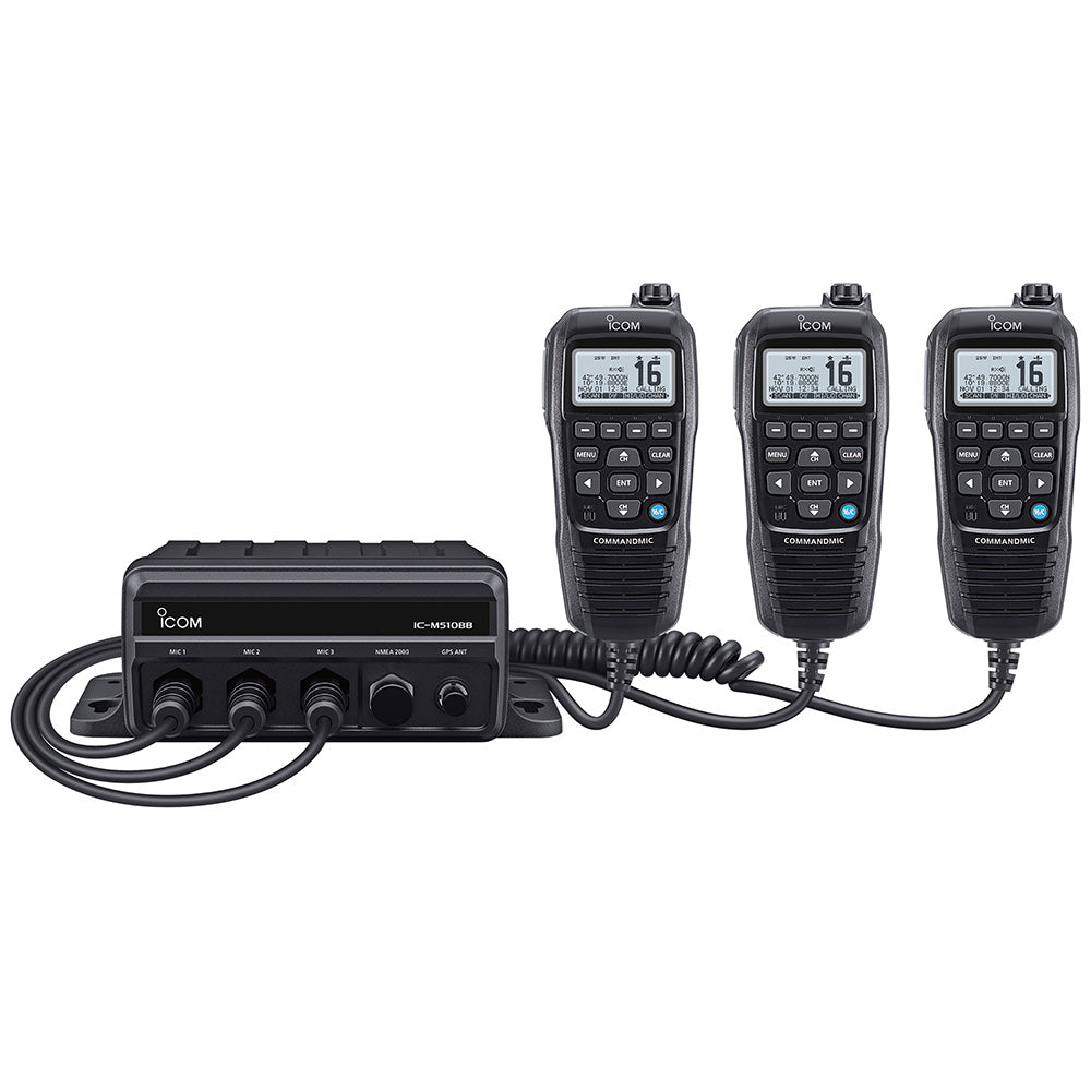 Icom M510BB 21 Black Box VHF w/Black Command Mic 3 Command Mic Ports