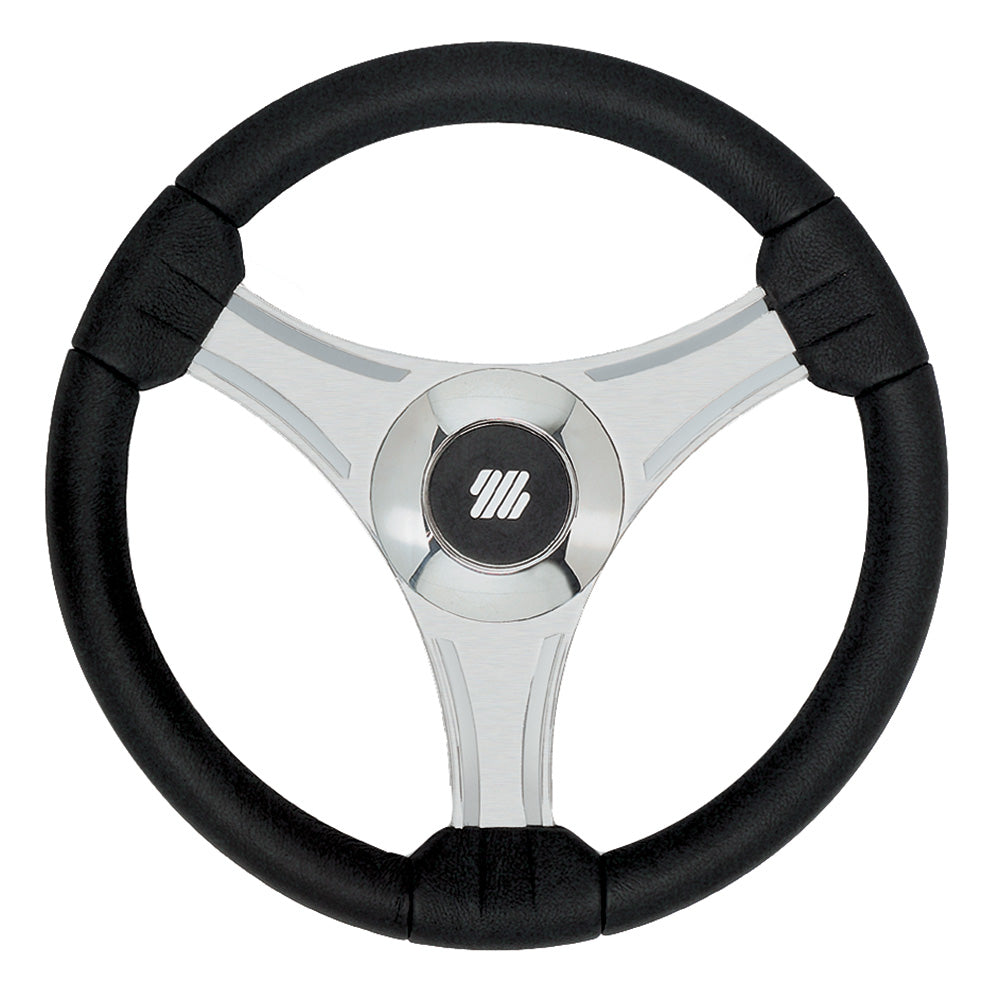 Uflex - Tavolara - 13.8" Black Polyurethane Steering Wheel w/Silver Spokes X62 Hub