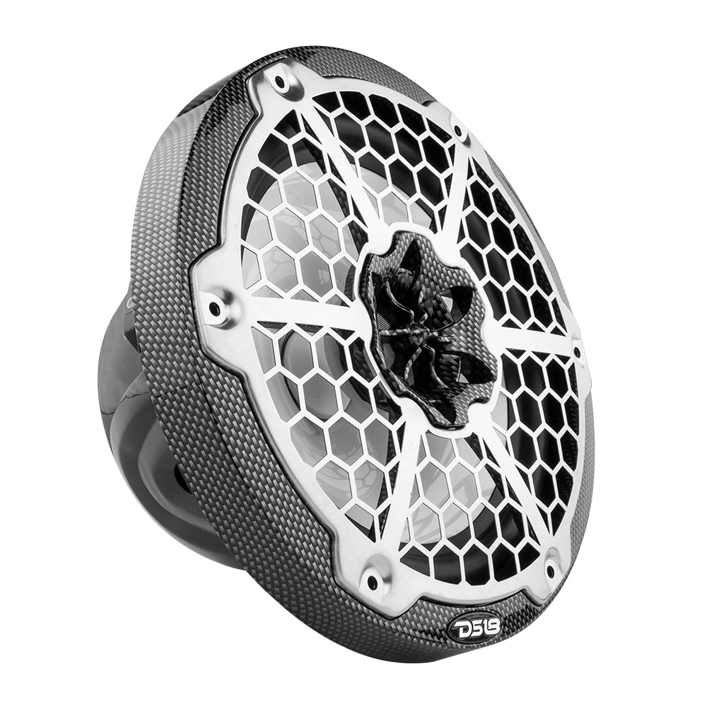 DS18 HYDRO 8" 2-Way Marine Speakers w/RGB LED Lights - 125W RMS, 4-Ohm - Black Carbon Fiber