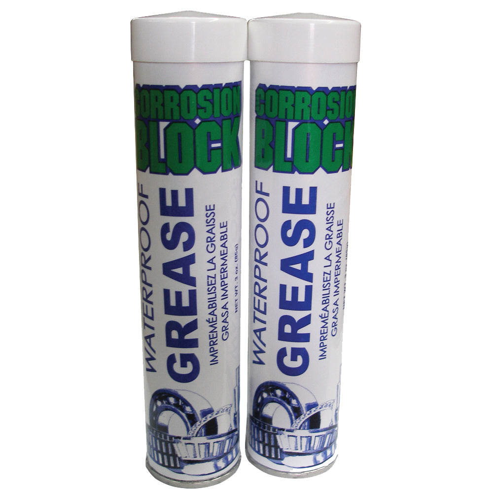 Corrosion Block High Performance Waterproof Grease - (2) 3oz Cartridges - Non-Hazmat, Non-Flammable Non-Toxic