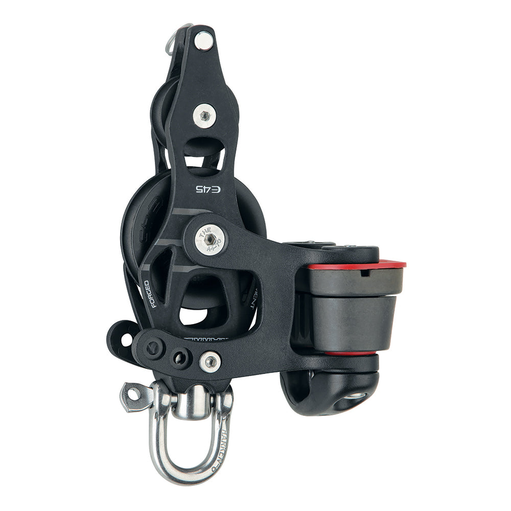 Harken 45mm Single Aluminum Element Fiddle Block w/Swivel, Becket 150 Cam Cleat