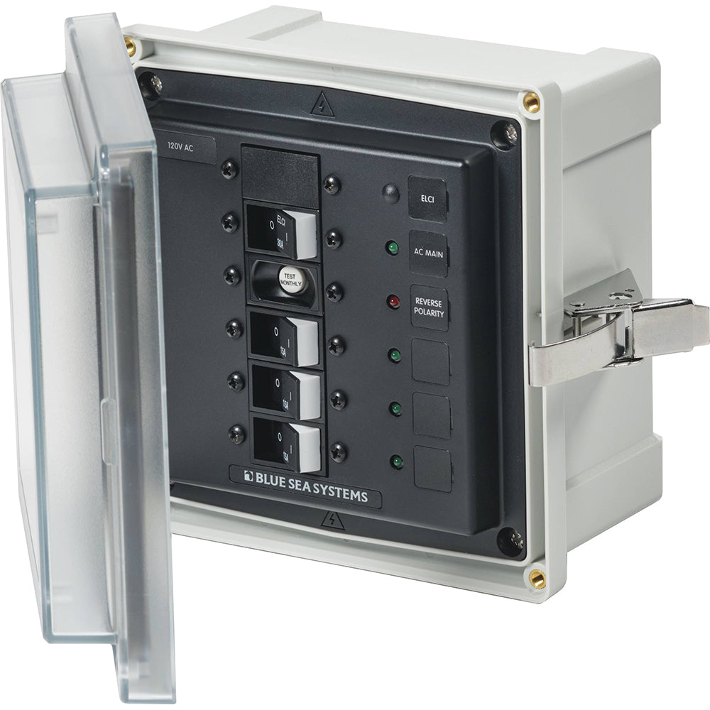 Blue Sea 3128 - SMS Panel Enclosure w/ELCI (30A) 3 Branch (15A) - 120V AC