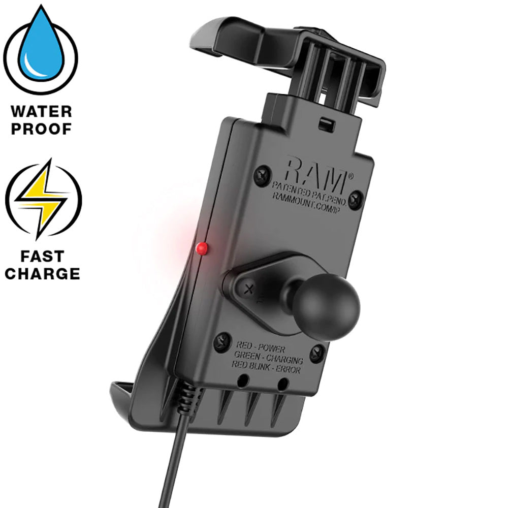 RAM Mount Quick-Grip 15W Waterproof Wireless Charging Suction Cup Mount