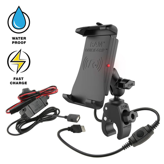 RAM Mount Quick-Grip 15W Waterproof Wireless Charging Mount w/Tough-Claw