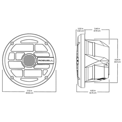 Roswell R Series 7.7 Marine Speakers - Anthracite Grille - 80W RMS  160W Peak Power