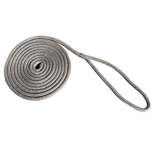 New England Rope 3/8" x 15 Nylon Double Braid Dock Line - Grey