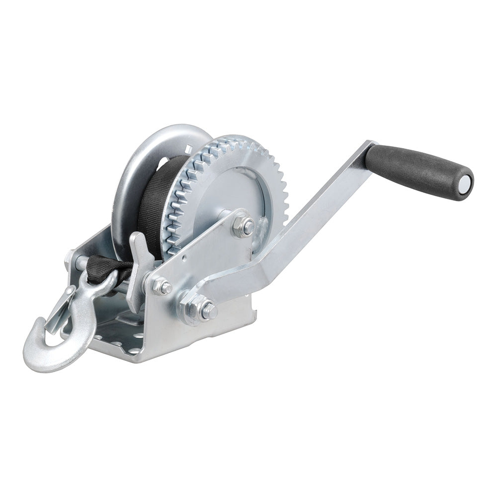 CURT Hand Crank 1400 lb. Winch w/20 Strap  7-1/2" Handle