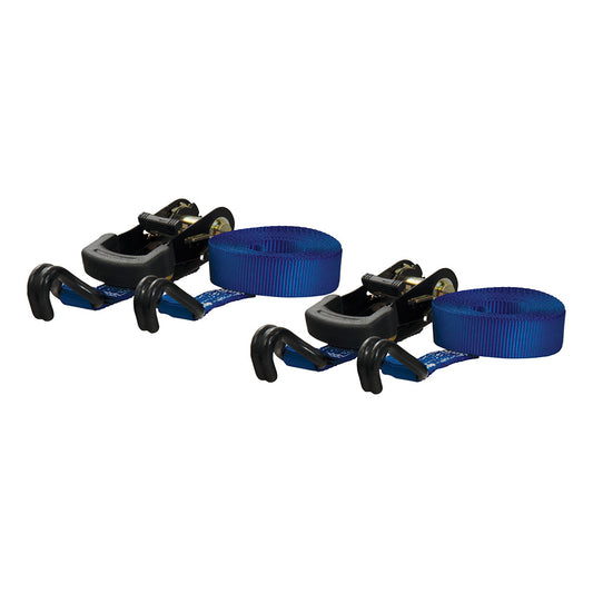 CURT 16 Blue Cargo Straps w/"J" Hooks - 733 lbs - 2 Pack