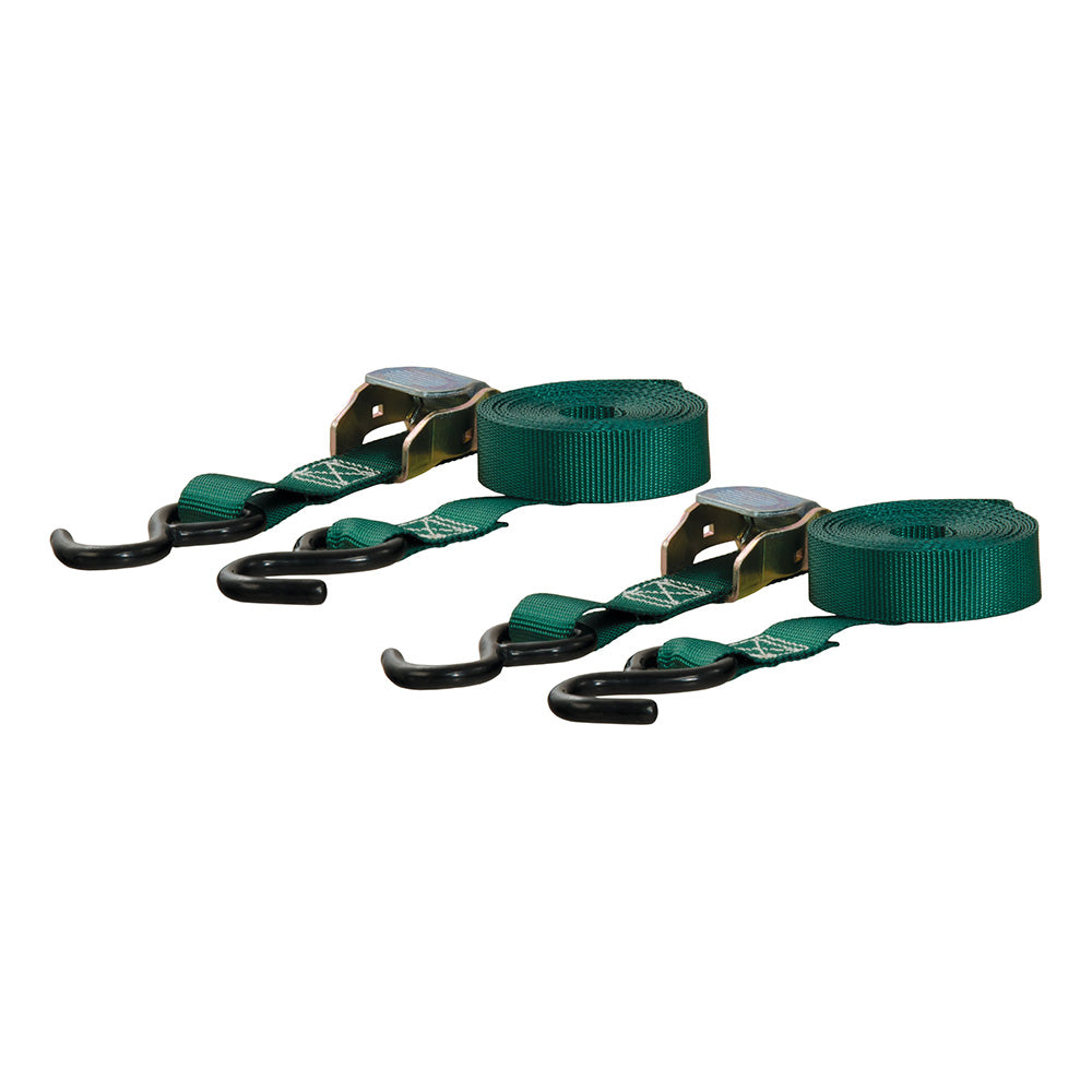 CURT 15 Dark Green Cargo Straps w/"S" Hooks - 300 lbs - 2 Pack