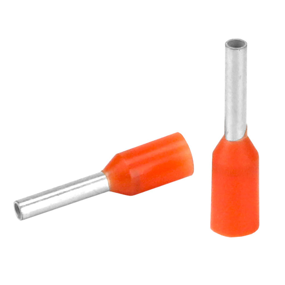 Pacer Orange 20-22 AWG Wire Ferrule - 6mm Length - 25 Pack