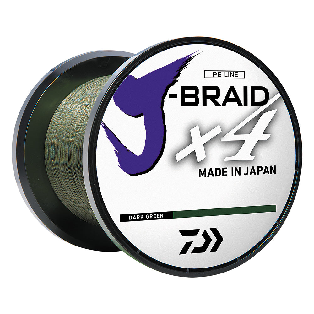 Daiwa J-BRAID x4 Braided Line - 10 lbs - 300 yds - Dark Green