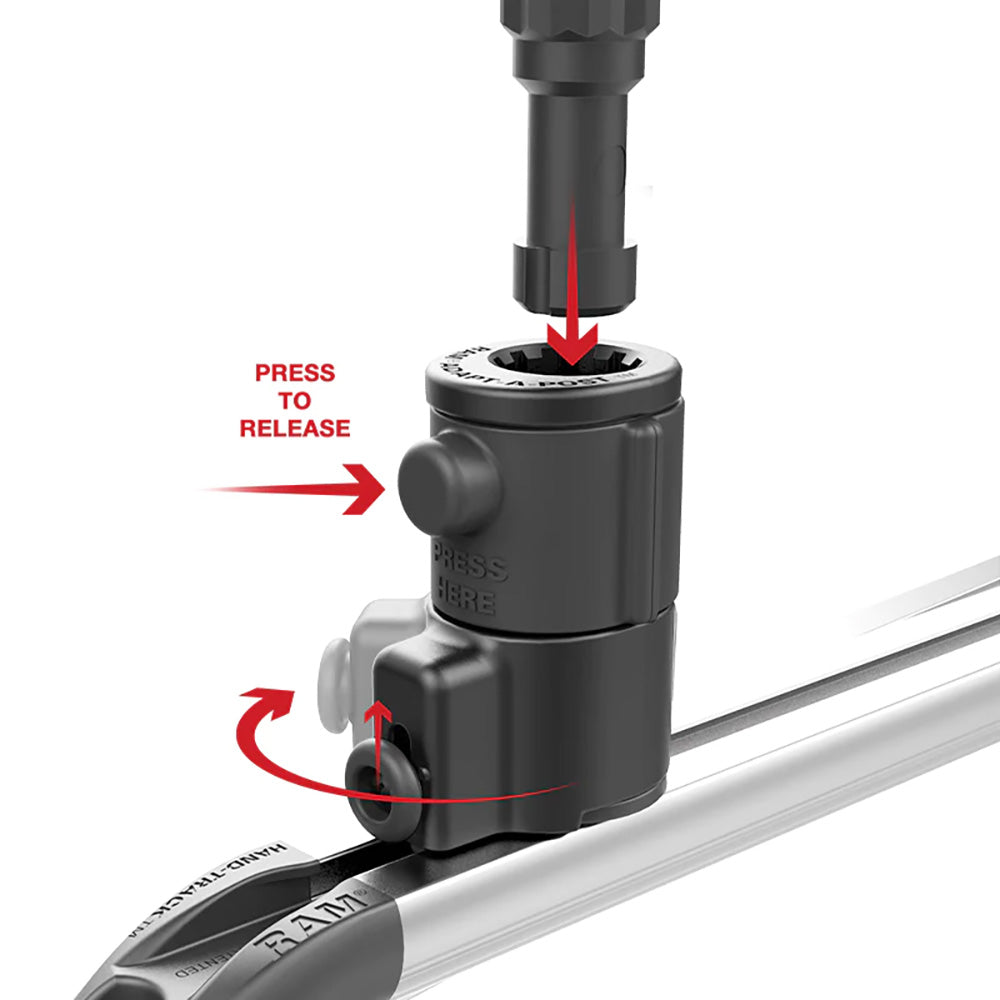 RAM Mount RAM Tube Jr. Holder w/Universal Adapt-A-Post Track Base - 4" Post