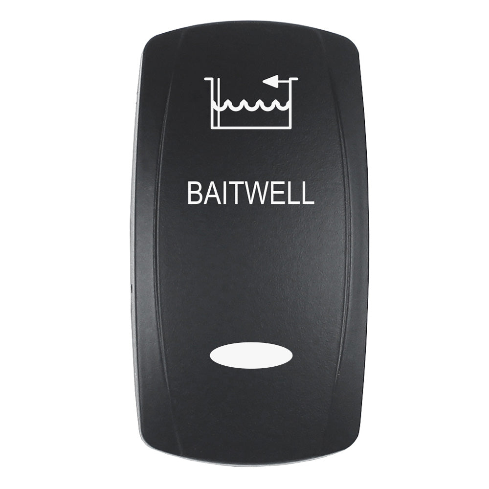 Pacer Actuator - 'BAITWELL' f/V Series Contura Switches - Black - Laser Etched (Top/Bottom Light)