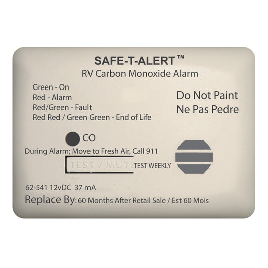 Safe-T-Alert 62 Series Carbon Monoxide Alarm - 12V - RV Surface Mount - White