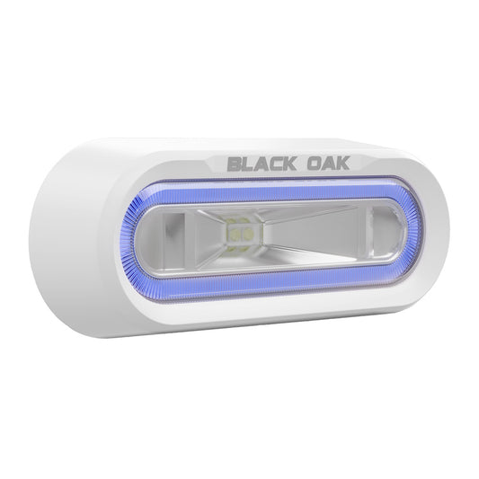 Black Oak Low Pro Off Road Spreader Light - Bracket Mount - White Housing - Blue LED