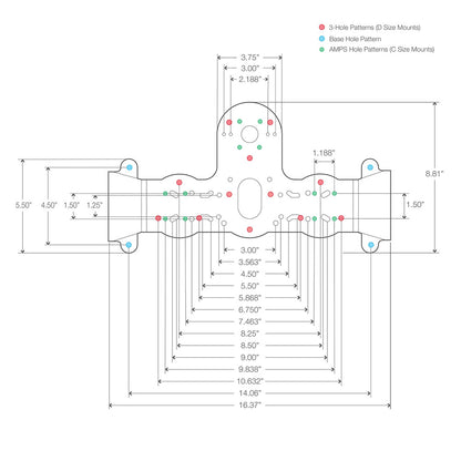 RAM Mount RAM Fishfinder Deck Kit w/Dual Marine Electronic Mount