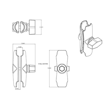 RAM Mount Double Socket Arm f/1" Ball