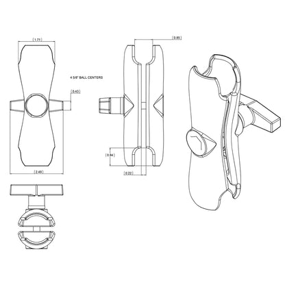 RAM Mount Double Socket Arm f/1.5" Ball Bases