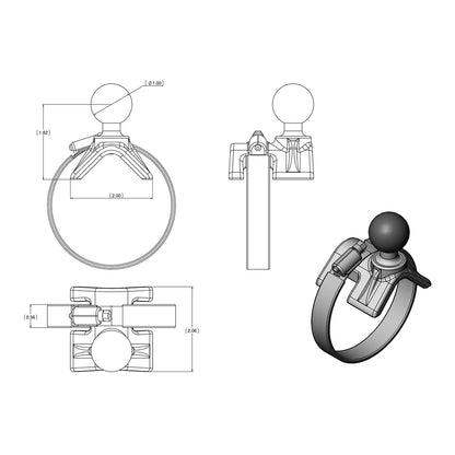 RAM Mount V-Base Rail Yoke Clamp Mount