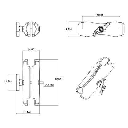 RAM Mount Double Socket Arm f/3.38" E Size Ball Bases