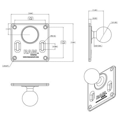 RAM Mount 75mm x 75mm VESA 3.625" Plate w/1.5" Diameter Ball