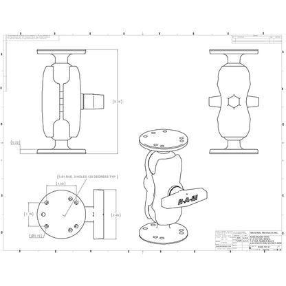 RAM Mount 1.5" Ball Mount w/Short Double Socket Arm & 2/2.5" Round Bases