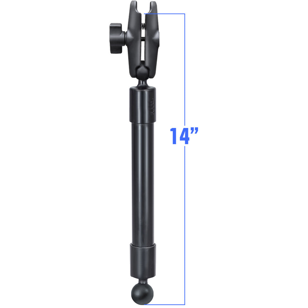 RAM Mount 14" Long Extension Pole w/2 1" Ball Ends and Double Socket Arm