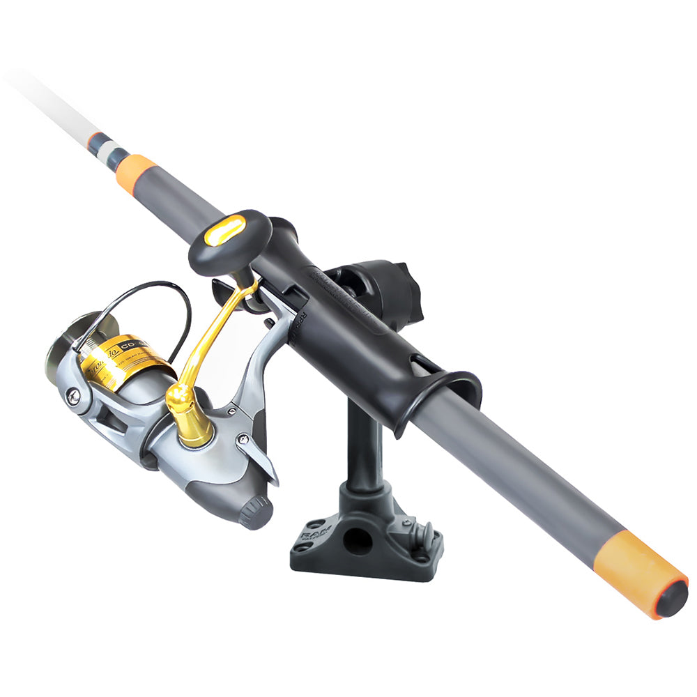 RAM Mount RAM Tube Jr. Fishing Rod Holder, Standard 6" Length Post Spline & Combo Bulkhead/Flat Surface Base w/Plunger