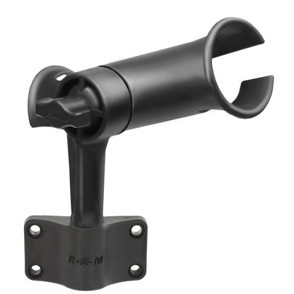 RAM Mount RAM Tube Jr. Fishing Rod Holder w/Short 4" Length Post Spline & Bulkhead Mounting Base