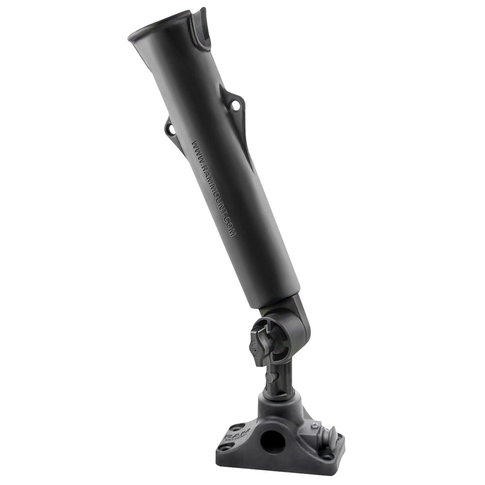 RAM Tough-Tube Fishing Rod Holder w/3" Length Spline Post, Combination Bulkhead/Flat Surface Base & Plunger