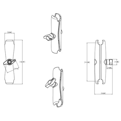 RAM Mount Long Double Socket Arm f/2.25" Ball Bases