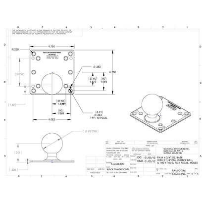 RAM Mount 100x100mm VESA Plate w/2.25" Ball