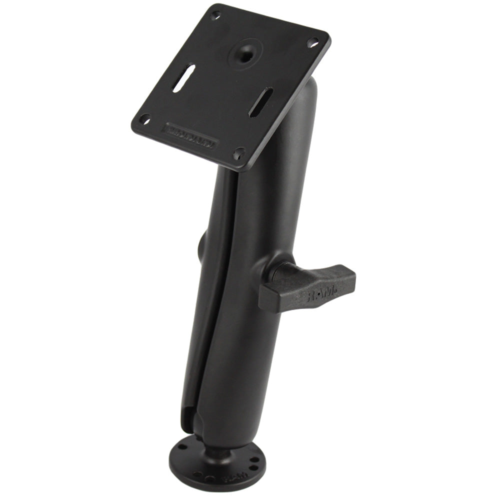 RAM Mount 1.5" Diameter Ball Mount w/Long Double Socket Arm, 2.5" Round Base &(AMPs) & 3.625" Square Base (VESA)