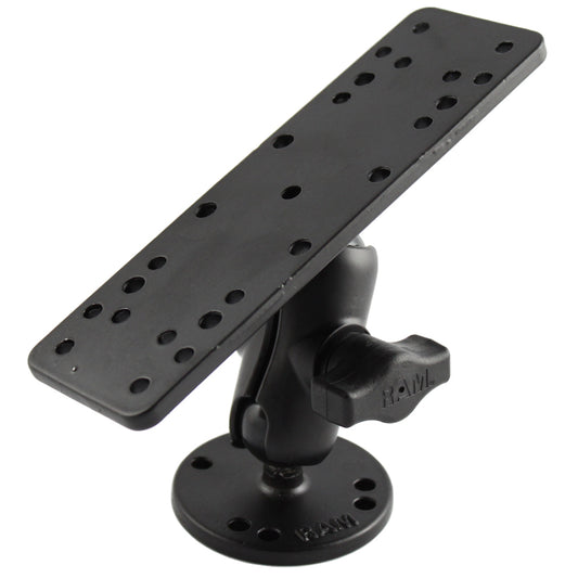 RAM Mount 1" Diameter Ball Mount w/Short Double Socket Arm,  6.25" x 2" Rectangle Base & 2.5" Round Base (AMPS Pattern)