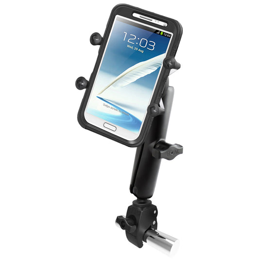 RAM Mount Tough-Claw Base w/Long Double Socket Arm & Universal X-Grip IV f/Large Phone/Phablet Cradle