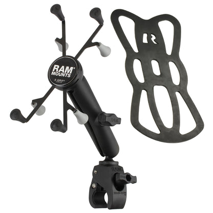 RAM Mount Tough-Claw Base w/Long Double Socket Arm & Universal X-Grip Cradle w/1" Ball f/7" Tablets