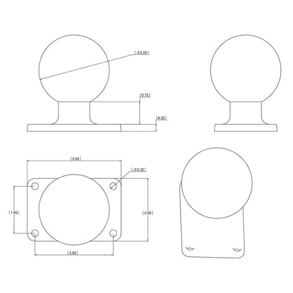 RAM Mount 2" x 3" Rectangle Base w/2.25" Ball