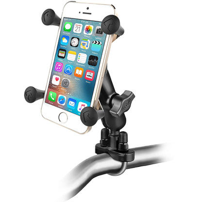 RAM Mount Handlebar Rail Mount w/Zinc Coated U-Bolt Base and Universal X-Grip Cell/iPhone Cradle