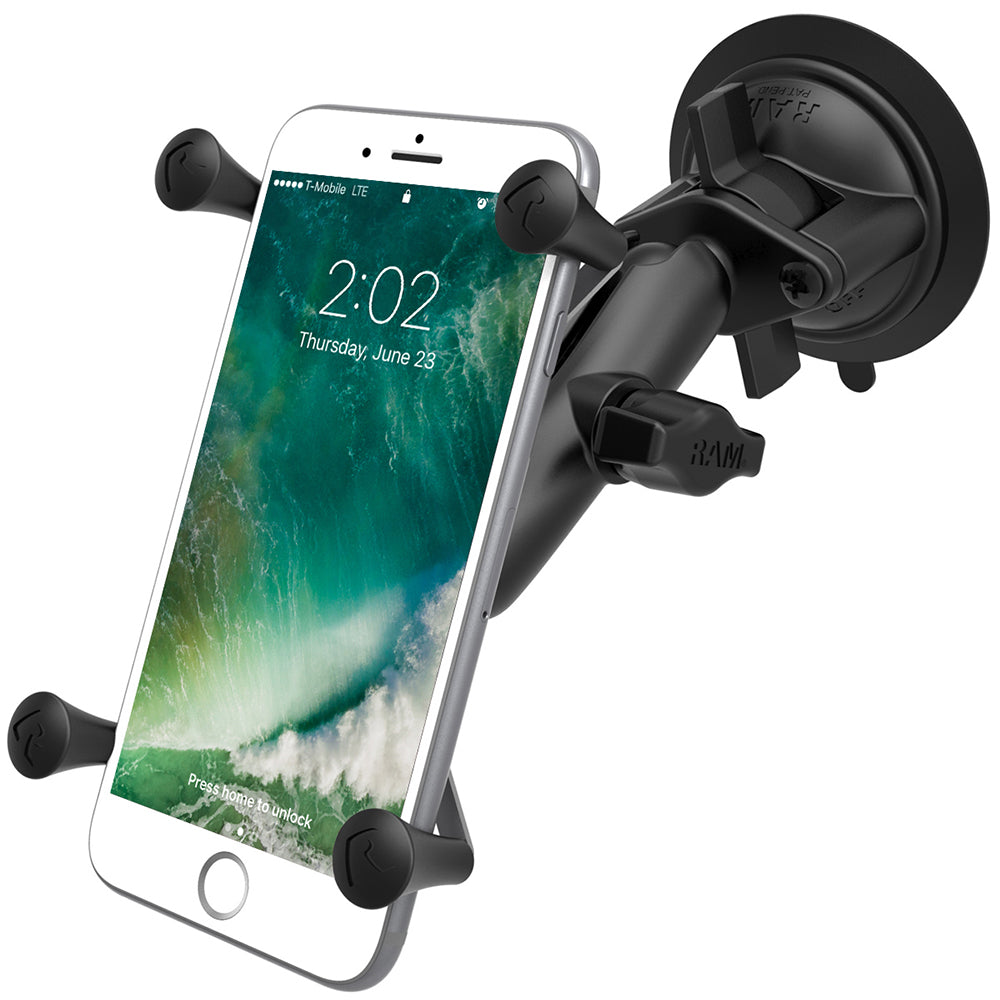 RAM Mount Twist-Lock Suction Cup Mount w/Universal X-Grip Large Phone/Phablet Cradle