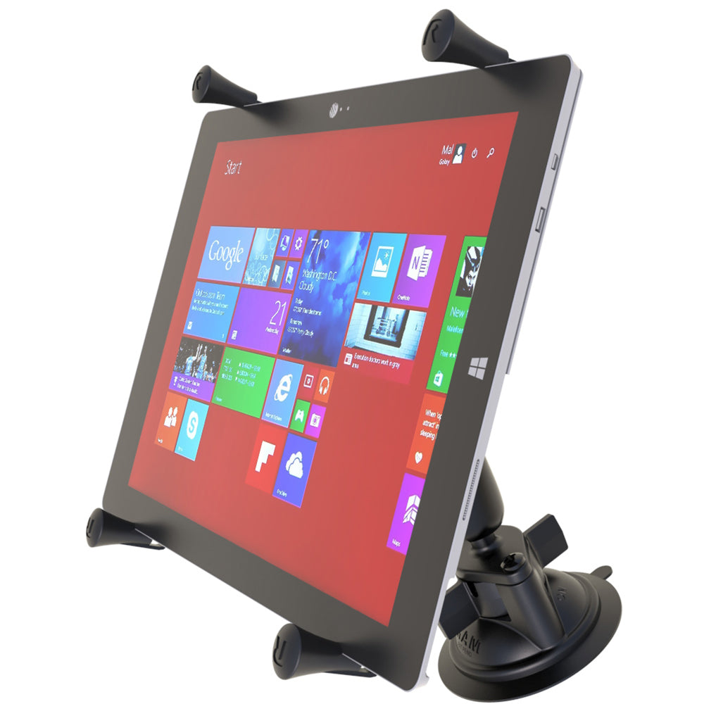 RAM Mount Twist-Lock Suction Cup Mount w/Universal X-Grip Cradle for 12" Large Tablets