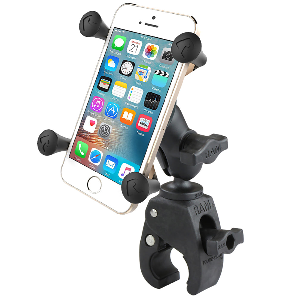 RAM Mount Small Tough-Claw Base w/Short Double Socket Arm and Universal X-Grip Cell/iPhone Cradle