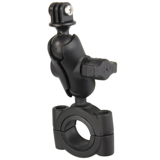 RAM Mount RAM Torque 1 1/8" - 1 1/2" Diameter Handlebar/Rail Base with B Size 1" Ball, Short Arm and GoPro/Action Camera Mount