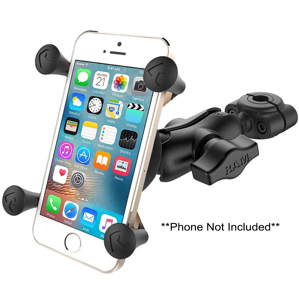 RAM Mount RAM Torque 3/8" - 5/8" Diameter Mini Rail Base with 1" Ball, Short Arm and X-Grip for Phones