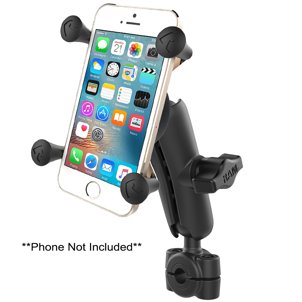 RAM Mount RAM Torque 3/8" - 5/8" Diameter Mini Rail Base with 1" Ball, Medium Arm and X-Grip for Phones