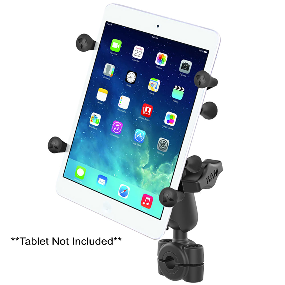 RAM Mount RAM Torque 3/8" - 5/8" Diameter Mini Rail Base with 1" Ball, Medium Arm and X-Grip for 7-8" Tablets