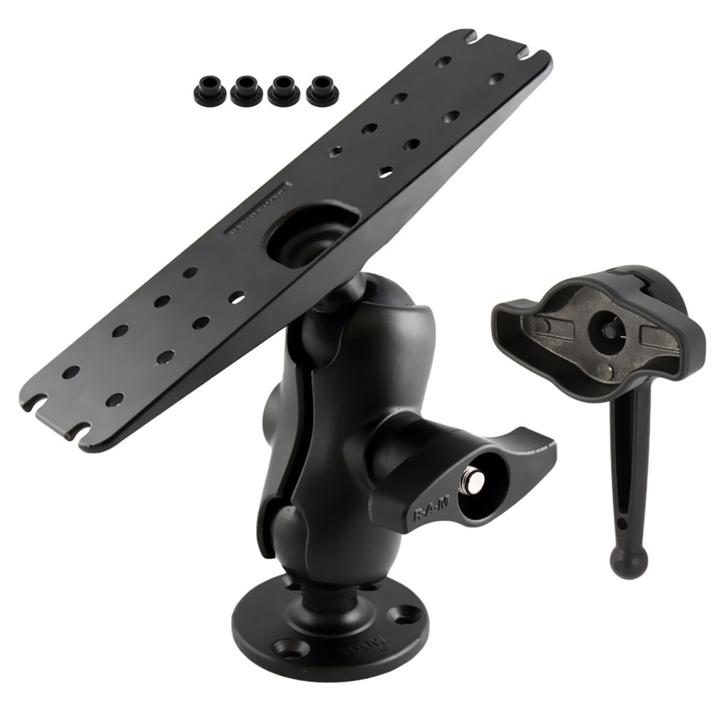 Ram Mount D Size 2.25" Ball Mount w/11" X 3" Rectangle Plate, 3.68" Round Plate and Hi-Torq Wrench