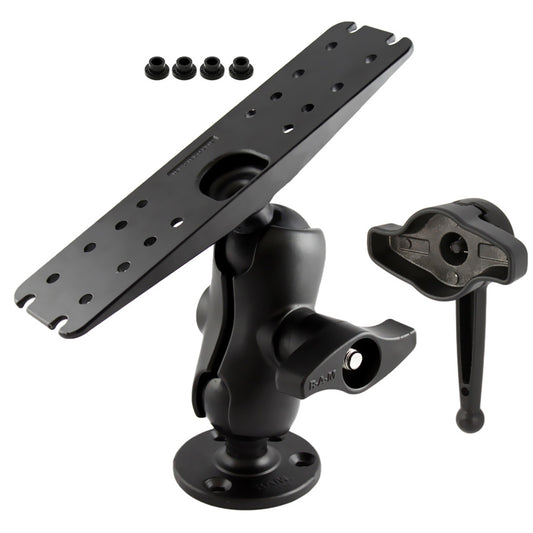 Ram Mount D Size 2.25" Ball Mount w/11" X 3" Rectangle Plate, 3.68" Round Plate and Hi-Torq Wrench