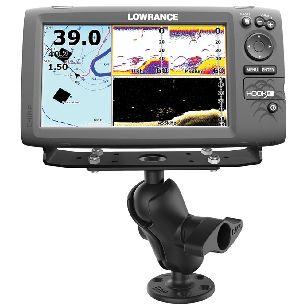 Ram Mount Universal D Size Ball Mount with Short Arm for 9"-12" Fishfinders and Chartplotters