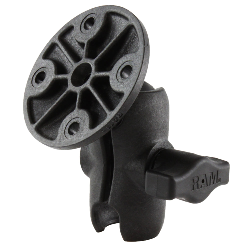 RAM Mount Composite 1" Ball Short Length Double Socket Arm w/2.5" Round Base Including AMPs Hole Pattern