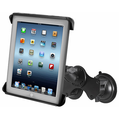 RAM Mount Double Twist-Lock Suction Cup Mount w/Tab-Tite Universal Spring Loaded Cradle f/Apple iPad 1-4 w/or w/o Light Duty Case